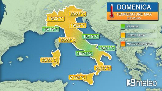 Temperature massime domenica