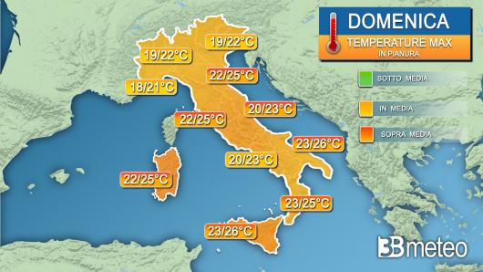 Temperature massime domenica