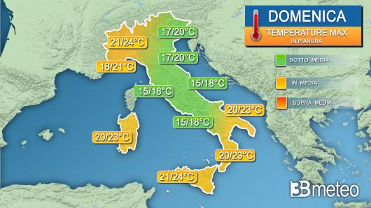 Temperature massime domenica