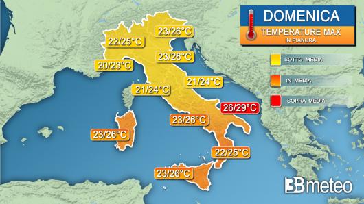 Temperature massime domenica