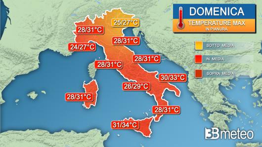 Temperature massime domenica