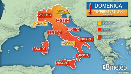 Temperature massime domenica