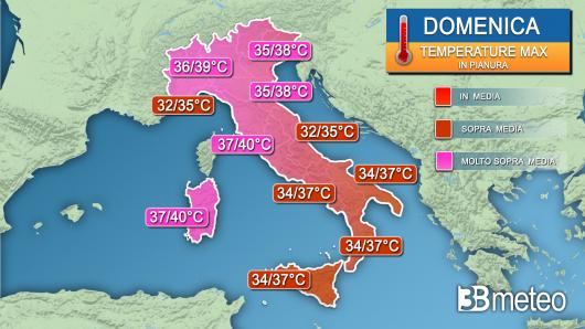 Temperature massime domenica