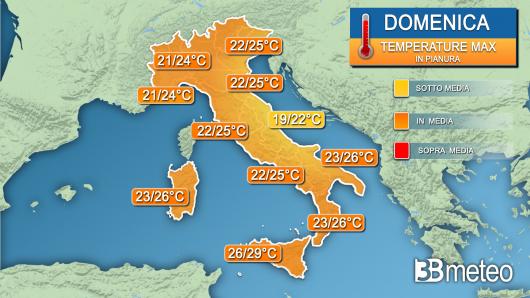 Temperature massime domenica