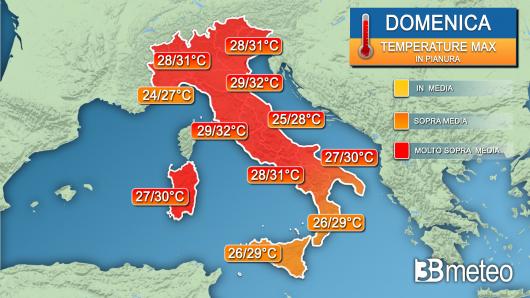 Temperature massime domenica