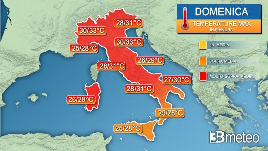 Temperature massime domenica