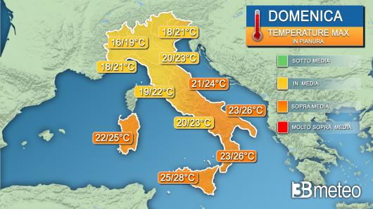 Temperature massime domenica