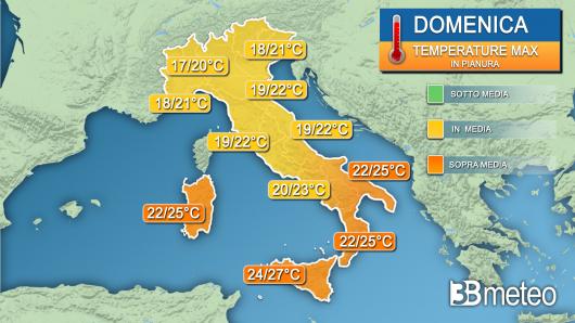 Temperature massime domenica