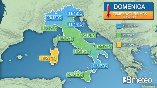 Temperature massime domenica