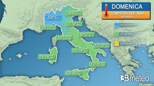 Temperature massime domenica