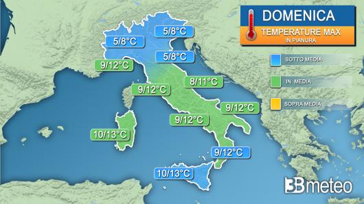 Temperature massime domenica