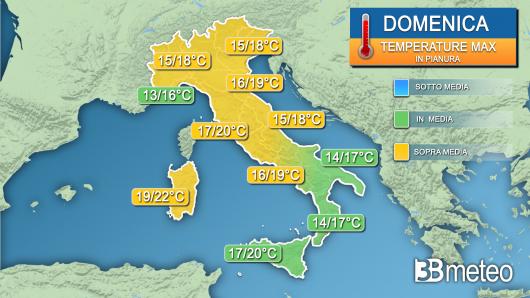 Temperature massime domenica