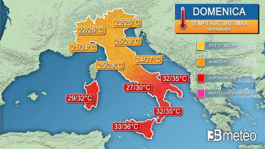 Temperature massime domenica