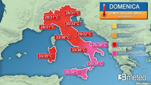Temperature massime domenica