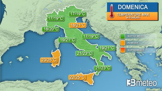 Temperature massime domenica