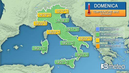 Temperature massime domenica