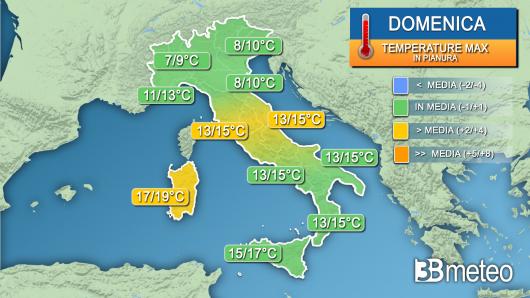 Temperature massime domenica