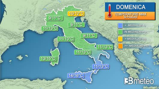 Temperature massime domenica