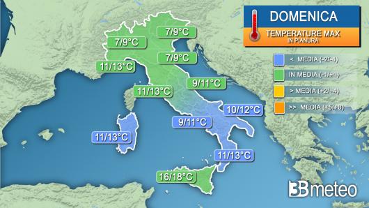 Temperature massime domenica