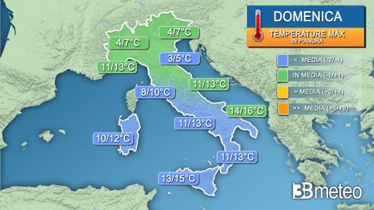 Temperature massime domenica