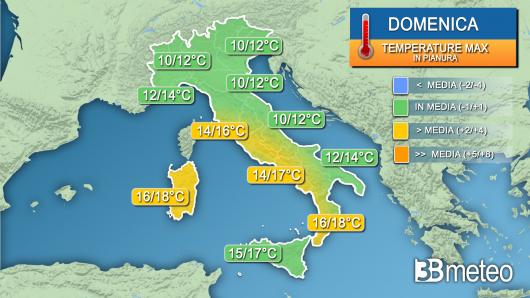 Temperature massime domenica