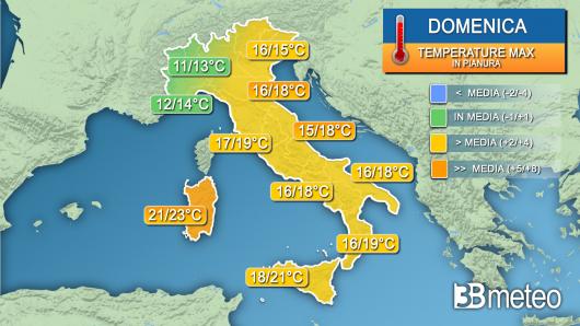 Temperature massime domenica