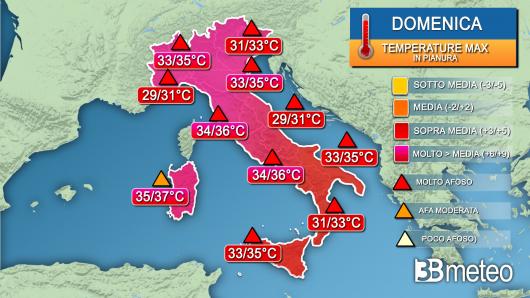 Temperature massime domenica
