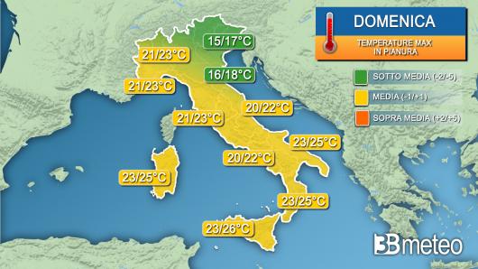Temperature massime domenica