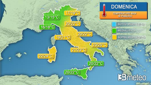 Temperature massime domenica