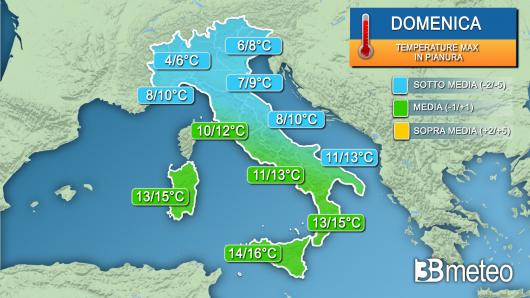 Temperature massime domenica