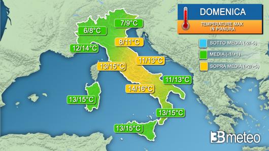 Temperature massime domenica