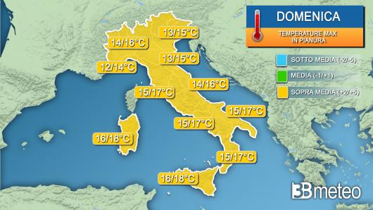 Temperature massime domenica
