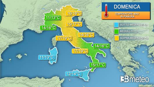 Temperature massime domenica