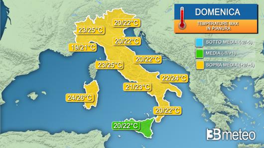 Temperature massime domenica