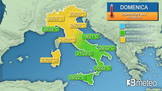Temperature massime domenica