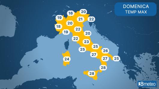 Temperature massime domenica