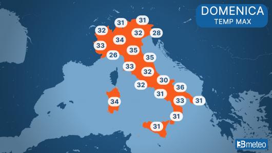 Temperature massime domenica