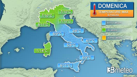 Temperature massime domenica 5 febbraio