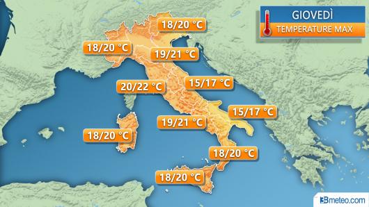 Temperature massime giovedì