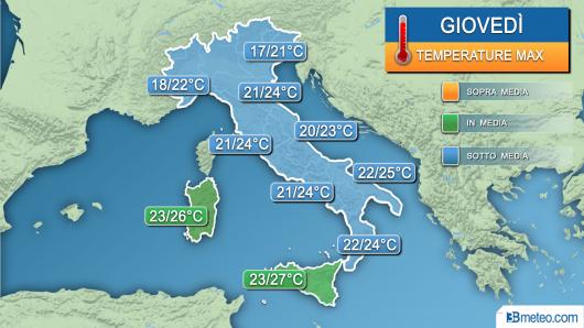 Temperature massime giovedì