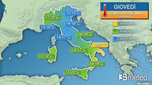 Temperature massime giovedì