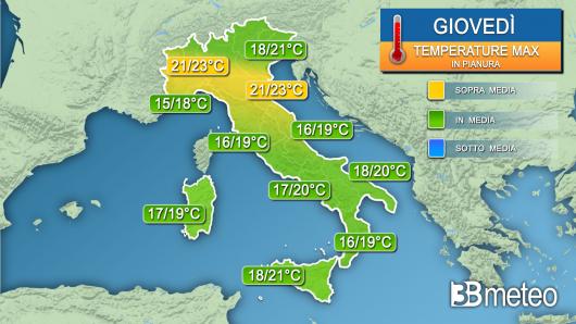 Temperature massime giovedì