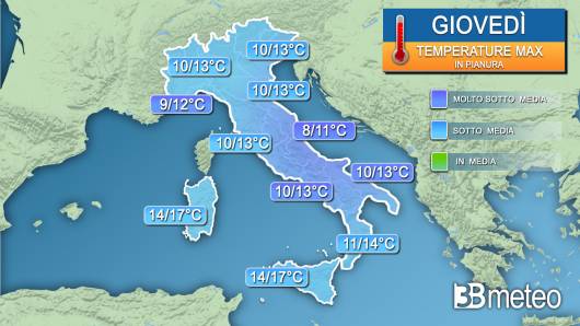 Temperature massime giovedì