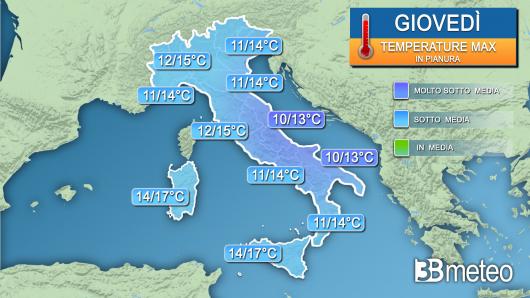 Temperature massime giovedì