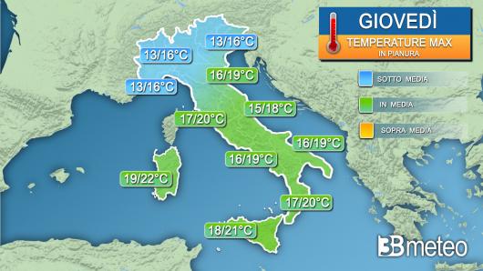 Temperature massime giovedì