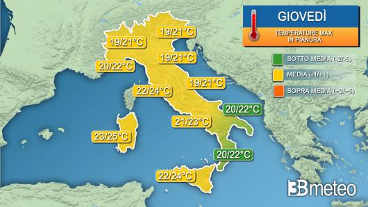Temperature massime giovedì