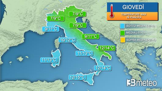 Temperature massime giovedì