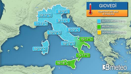 Temperature massime giovedì