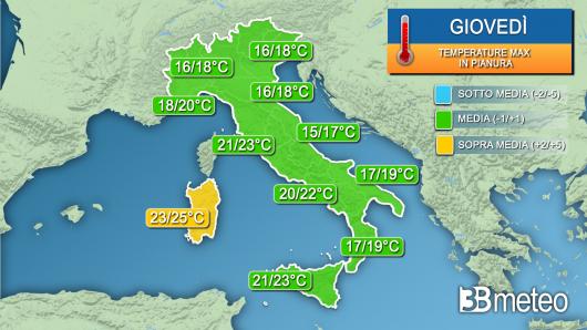 Temperature massime giovedì