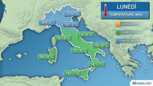 Temperature massime lunedì